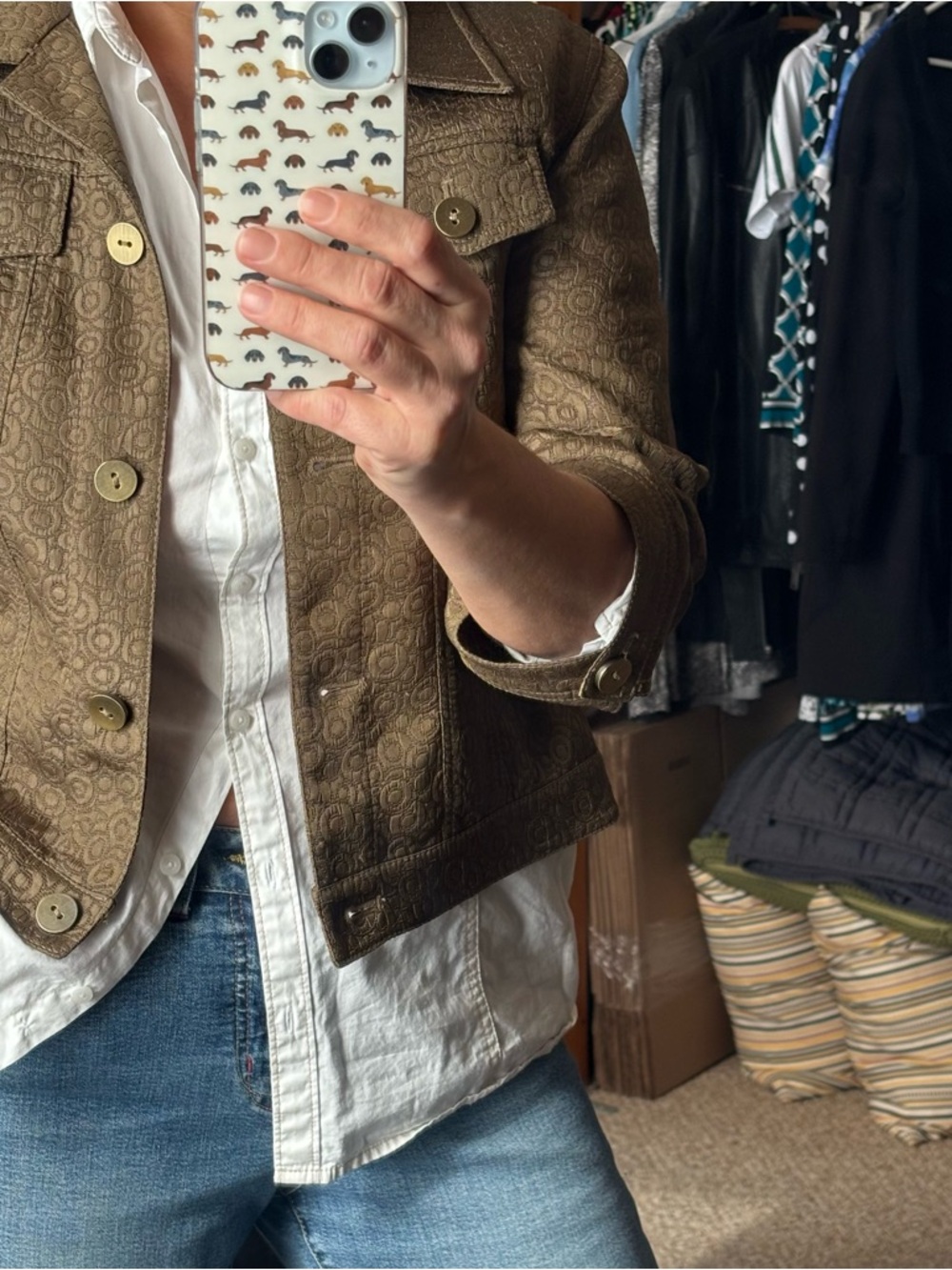 Bianca Nygard Bronze Jacquard Classic Short Jacket - Picture 2 of 9